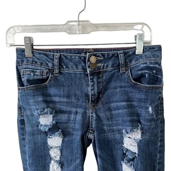 Boom Boom Distressed Double Button Skinny Jeans Size 7 - Picture 3 of 5